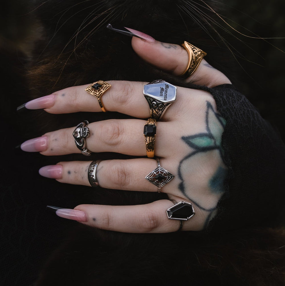 Until Death Spiderweb Gemstone ring