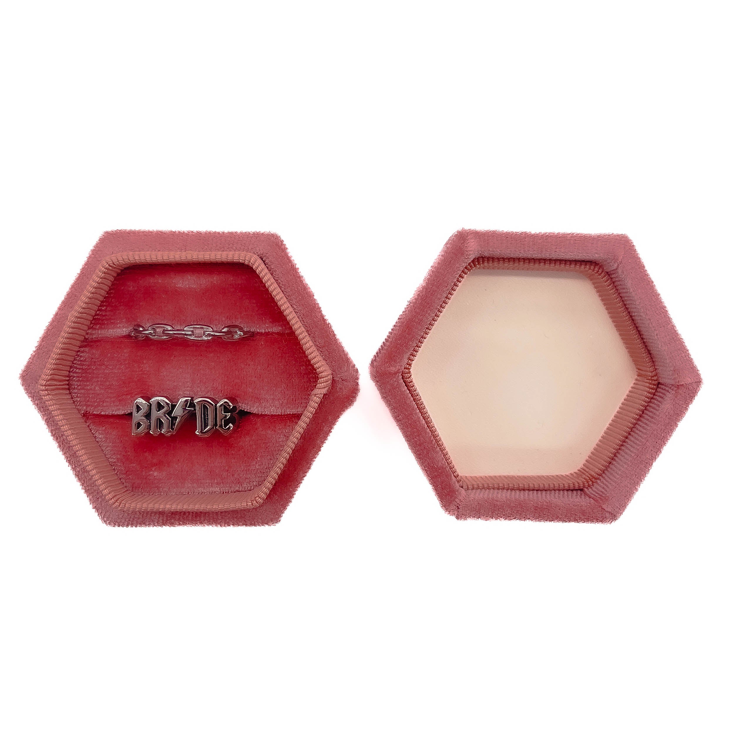 Octagonal Velvet Ring Box - Pink Salt – The Whole Bride