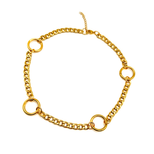 Aura O Ring Gold Curb Chain Choker Necklace Mysticum Luna