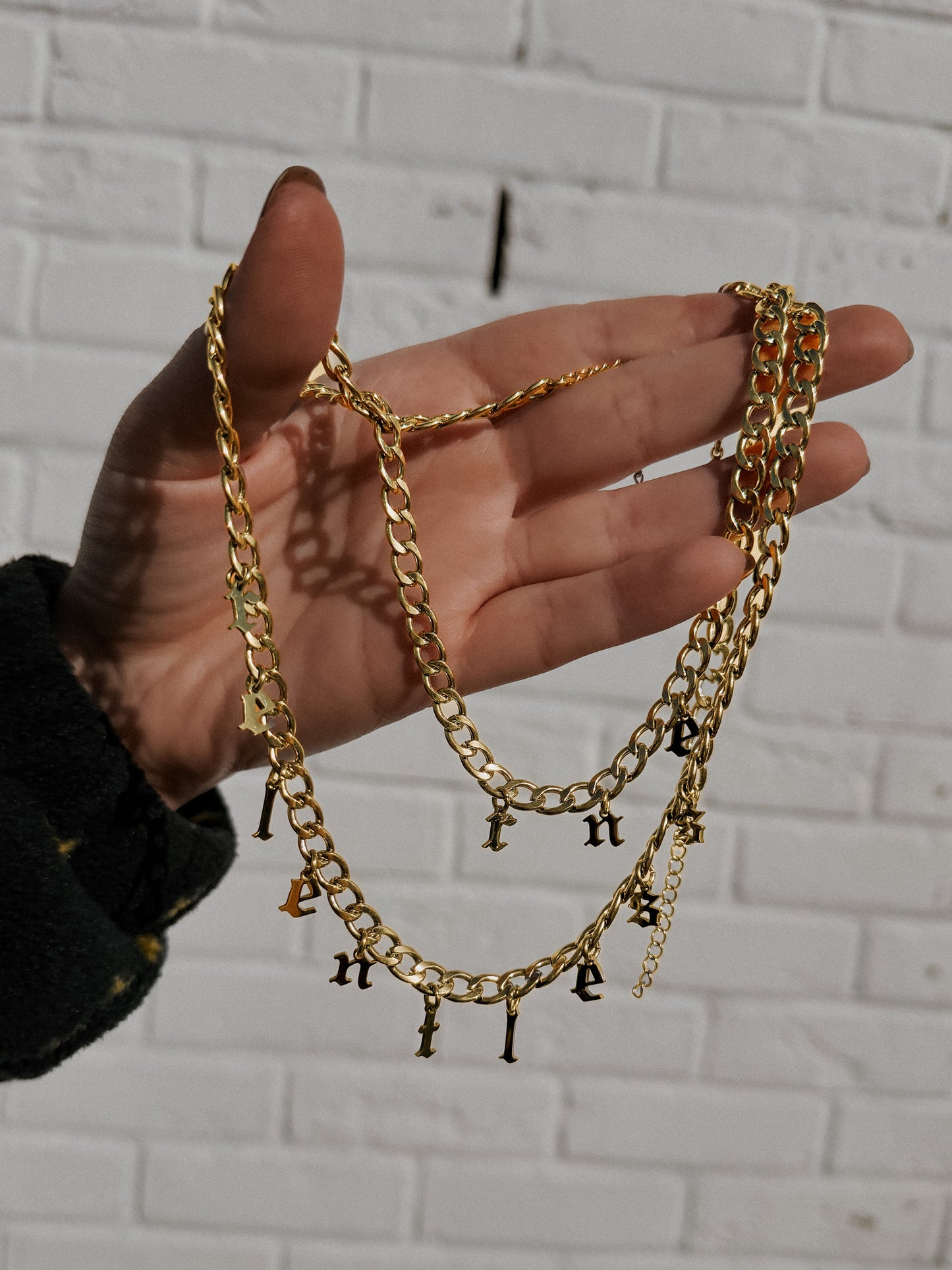 Gold Personalised Old English Charm Necklace