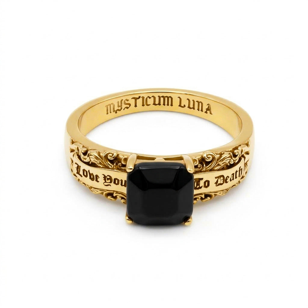Gold Love You to Death Gemstone Ring