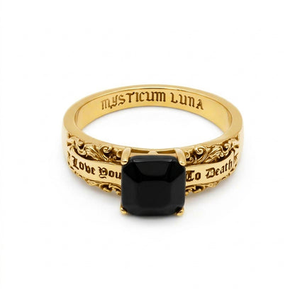 Gold Love You to Death Gemstone Ring