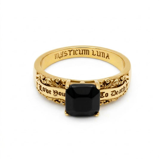 Gold Love You to Death Gemstone Ring