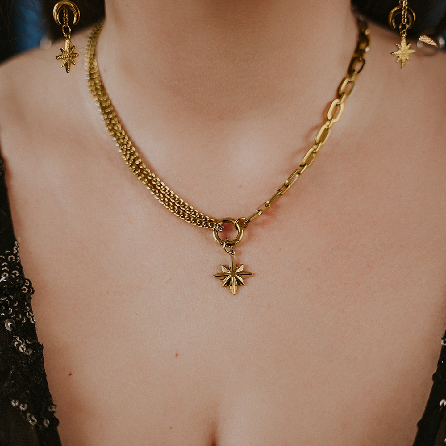 Gold Celeste North Star Necklace Mysticum Luna