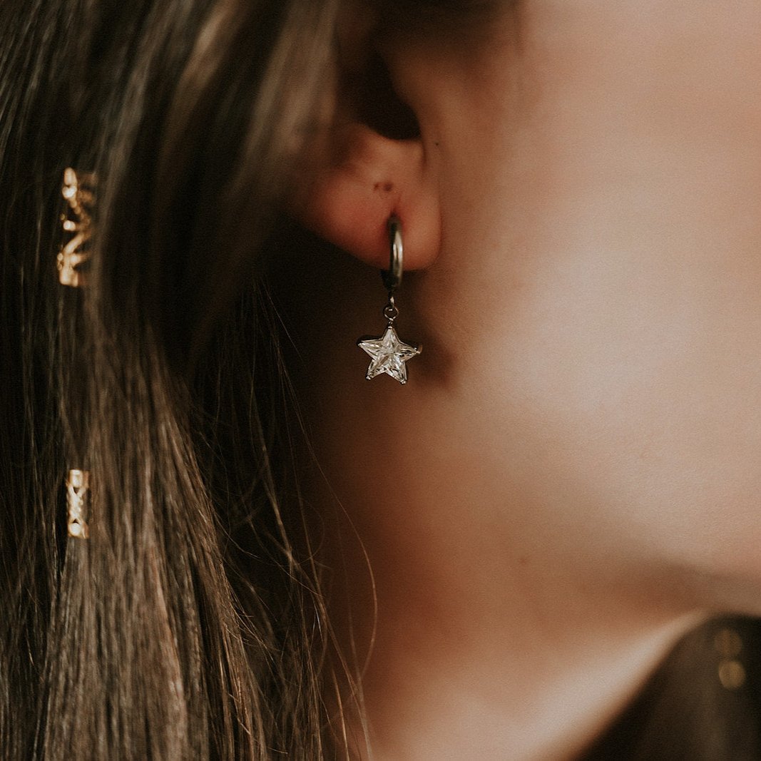 Star Gem Hoop Earrings Mysticum Luna