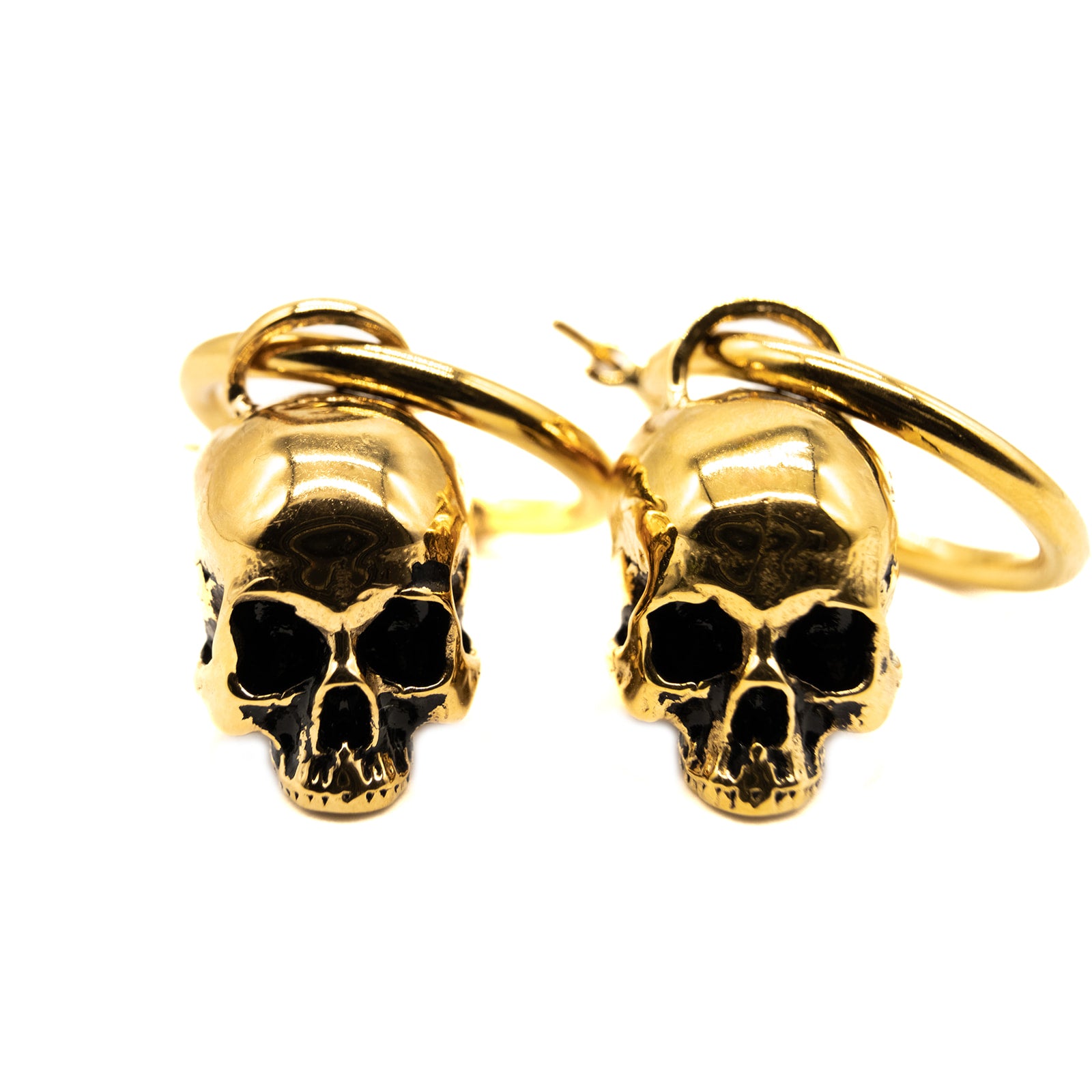 Gold Hel Skull Hoop Earrings Mysticum Luna