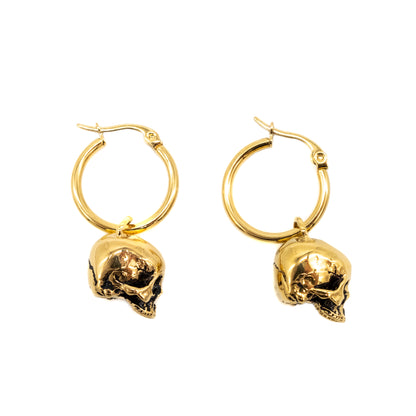 Gold Hel Skull Hoop Earrings Mysticum Luna