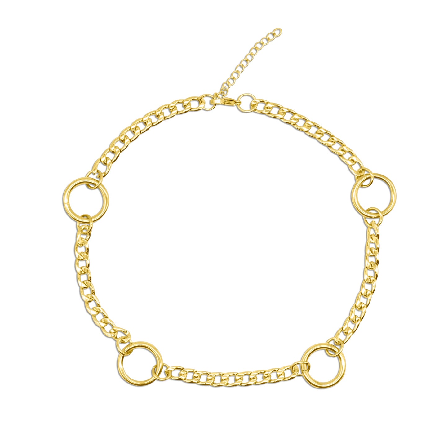 Aura O Ring Gold Curb Chain Choker Necklace Mysticum Luna Gothic Jewellery