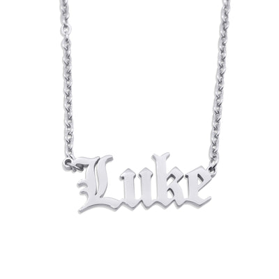 Old English Personalised Name Necklace Mysticum Luna Gothic Jewellery