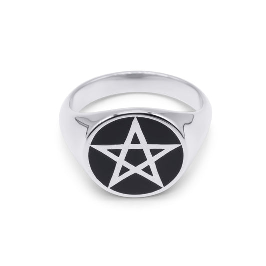 Pentagram Signet Ring Mysticum Luna Gothic Jewellery