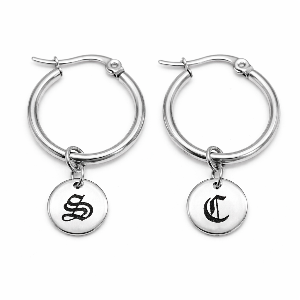 Personalised Initial Disc Hoop Earrings
