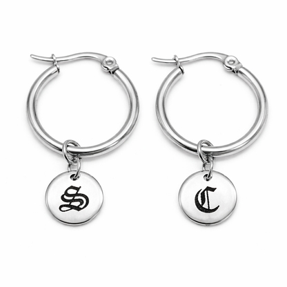 Personalised Initial Disc Hoop Earrings