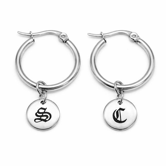 Personalised Initial Disc Hoop Earrings