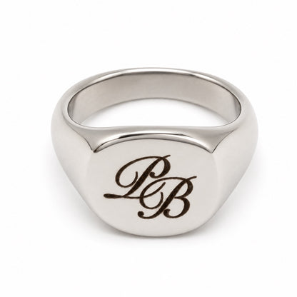 Square Monogram Initials Ring