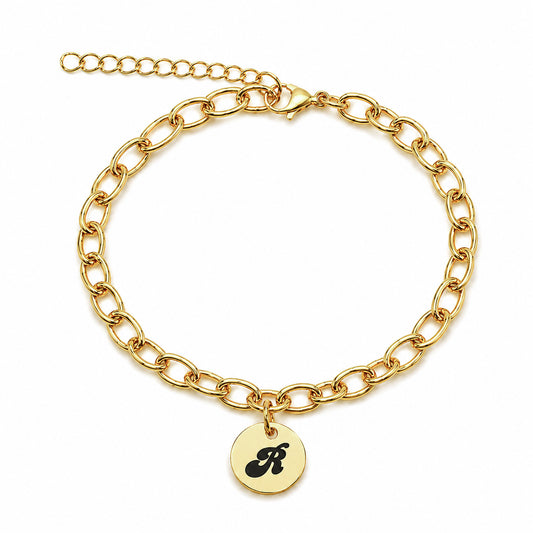 Personalised Gold Initial Disc Bracelet