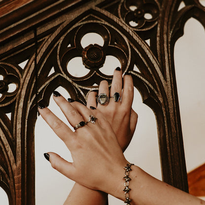 Until Death Spiderweb Gemstone ring