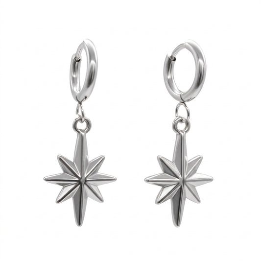 Celeste North Star Hoop Earrings