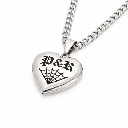 Personalised Initials Spiderweb Heart Locket