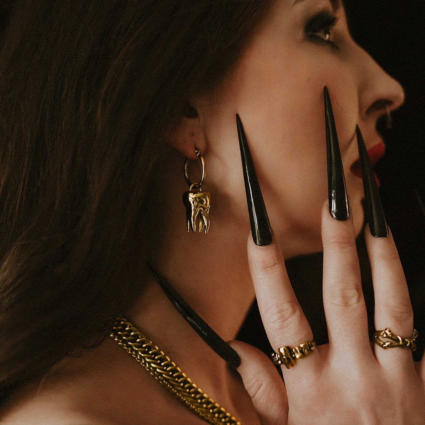 Gold Lover’s Remnant Heavy Tooth Earrings