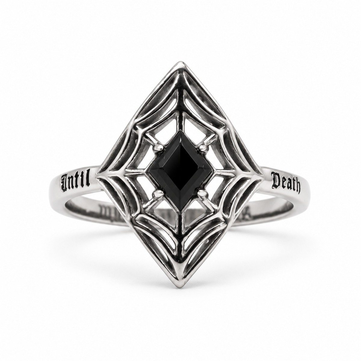 Until Death Spiderweb Gemstone ring