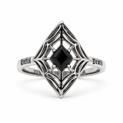 Until Death Spiderweb Gemstone ring