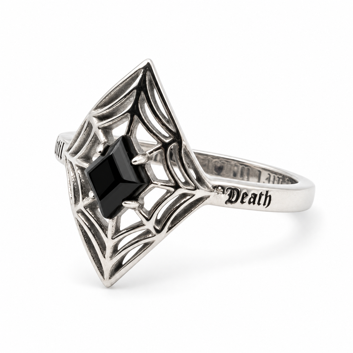 Until Death Spiderweb Gemstone ring