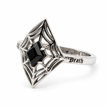 Until Death Spiderweb Gemstone ring