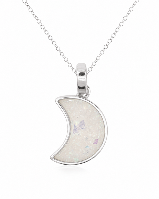 Veil of Luna Crescent Moon Breastmilk and Ashes Memorial Necklace