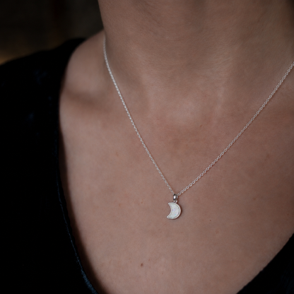 Veil of Luna Crescent Moon Breastmilk and Ashes Memorial Necklace