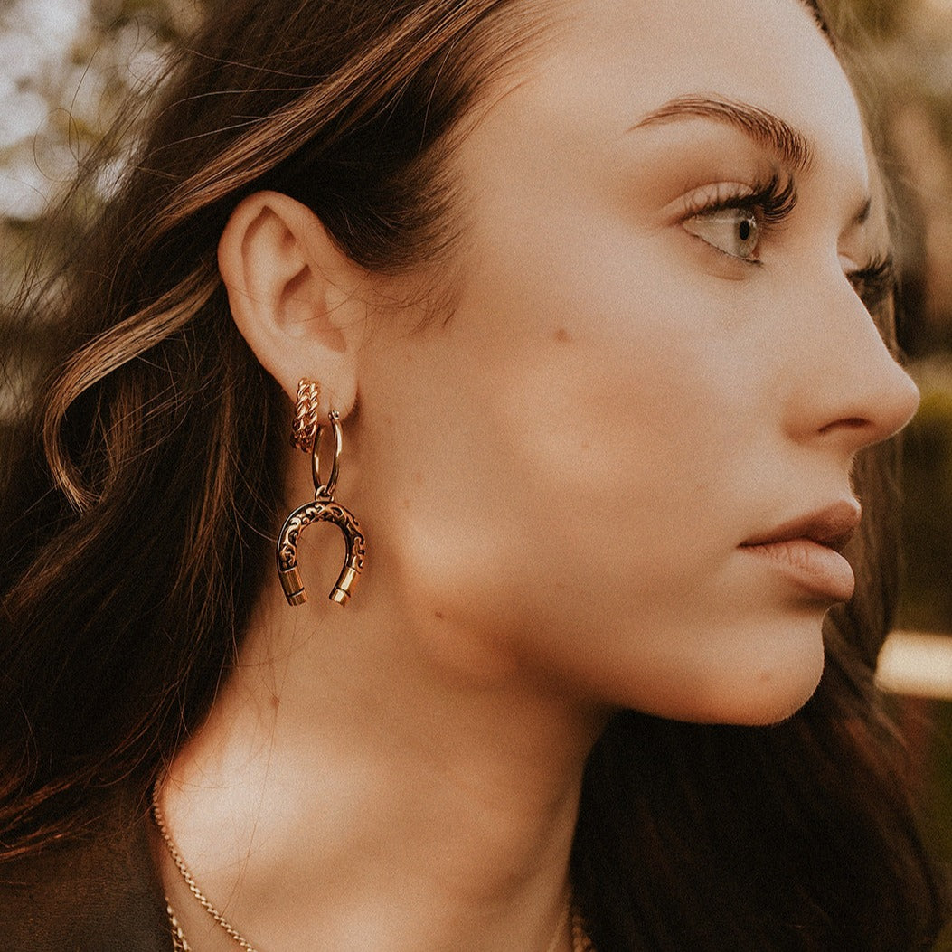 Lucky Charm Horseshoe Hoop Earrings Gold Mysticum Luna