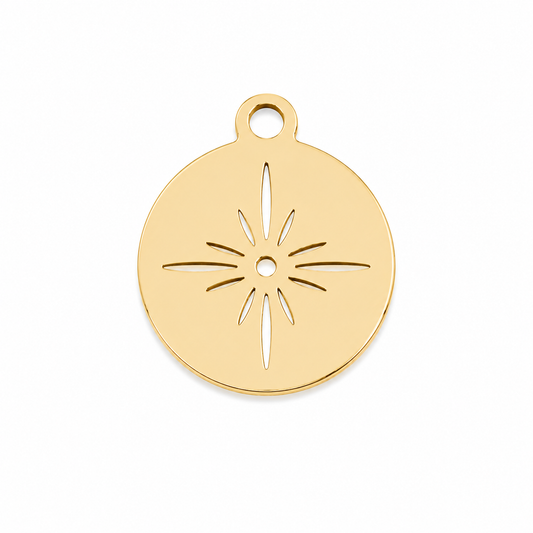 Gold Star Cutout Circle Charm