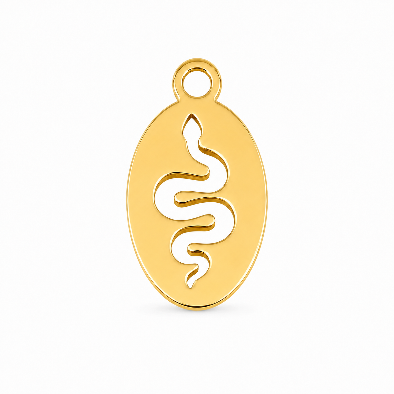 Gold Snake Oval Charm