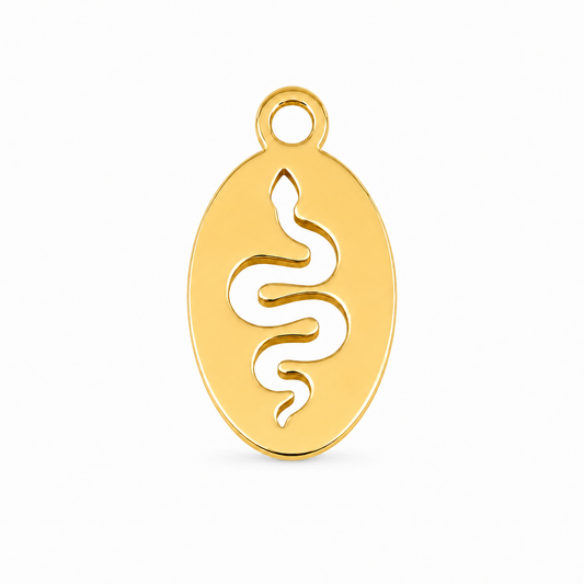 Gold Snake Oval Charm