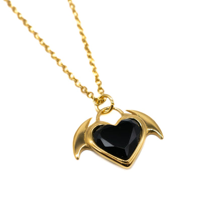 Nocturnal Succubus Gold Heart Pendant Necklace Mysticum Luna