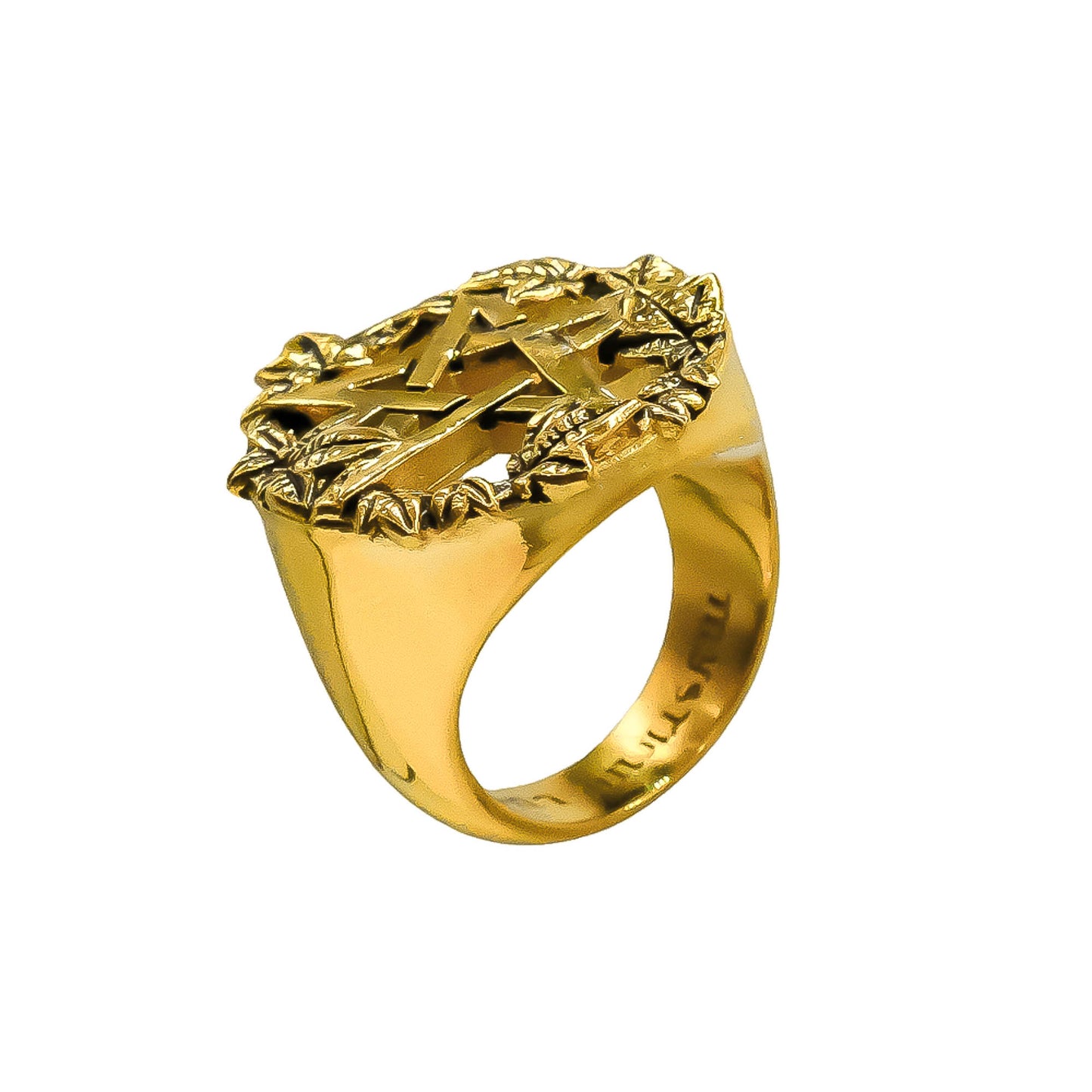 Gold Green Witch Pentacle Ring Mysticum Luna