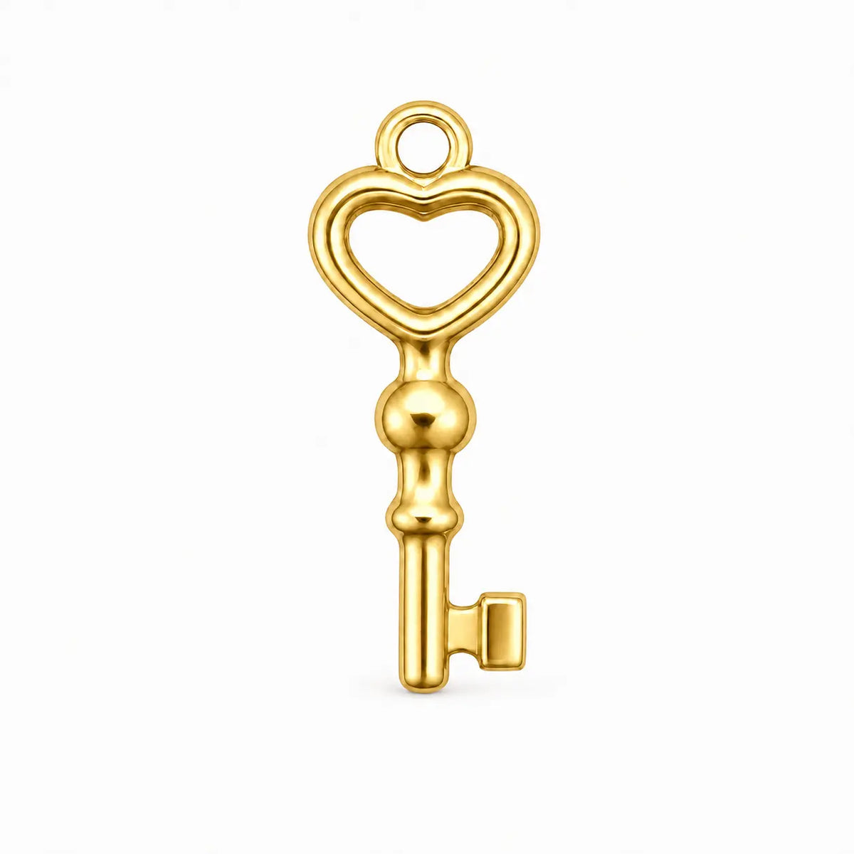 Gold Heart Key Charm