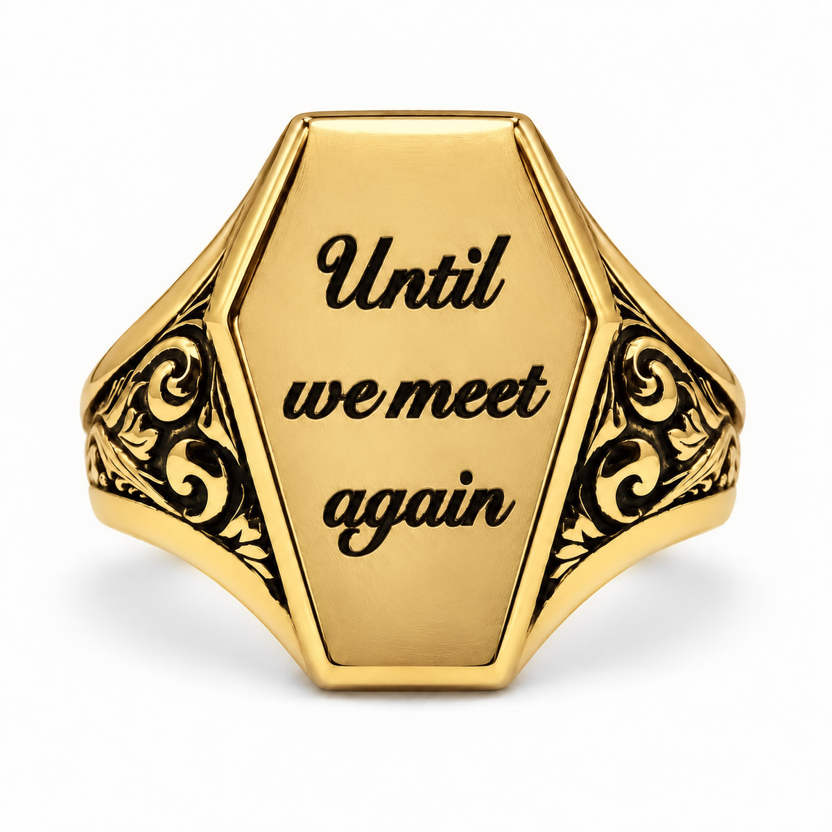 Gold Personalised Coffin Signet Ring