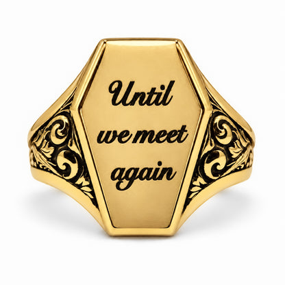 Gold Personalised Coffin Signet Ring