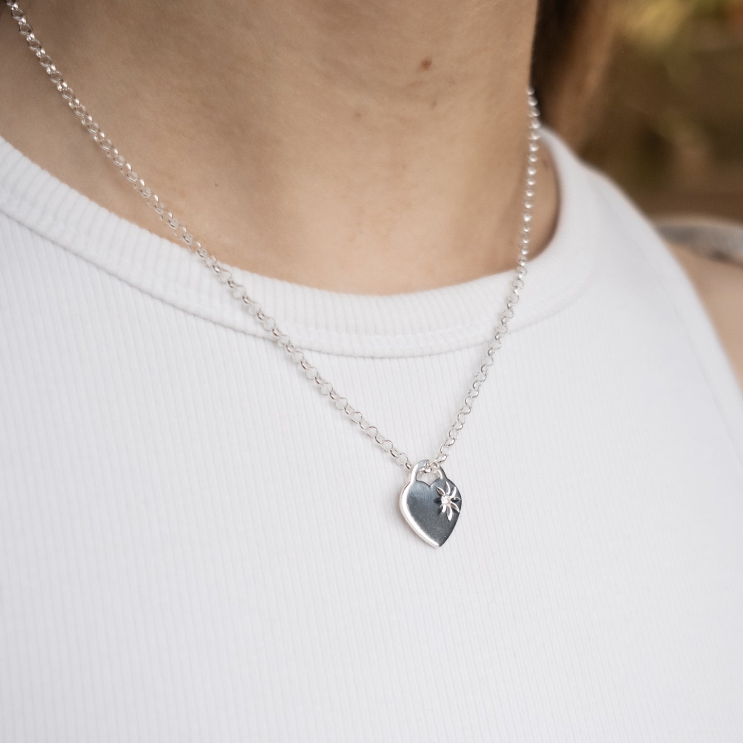 Sterling silver CZ Heart Necklace