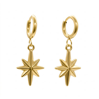 Gold Celeste North Star Hoop Earrings