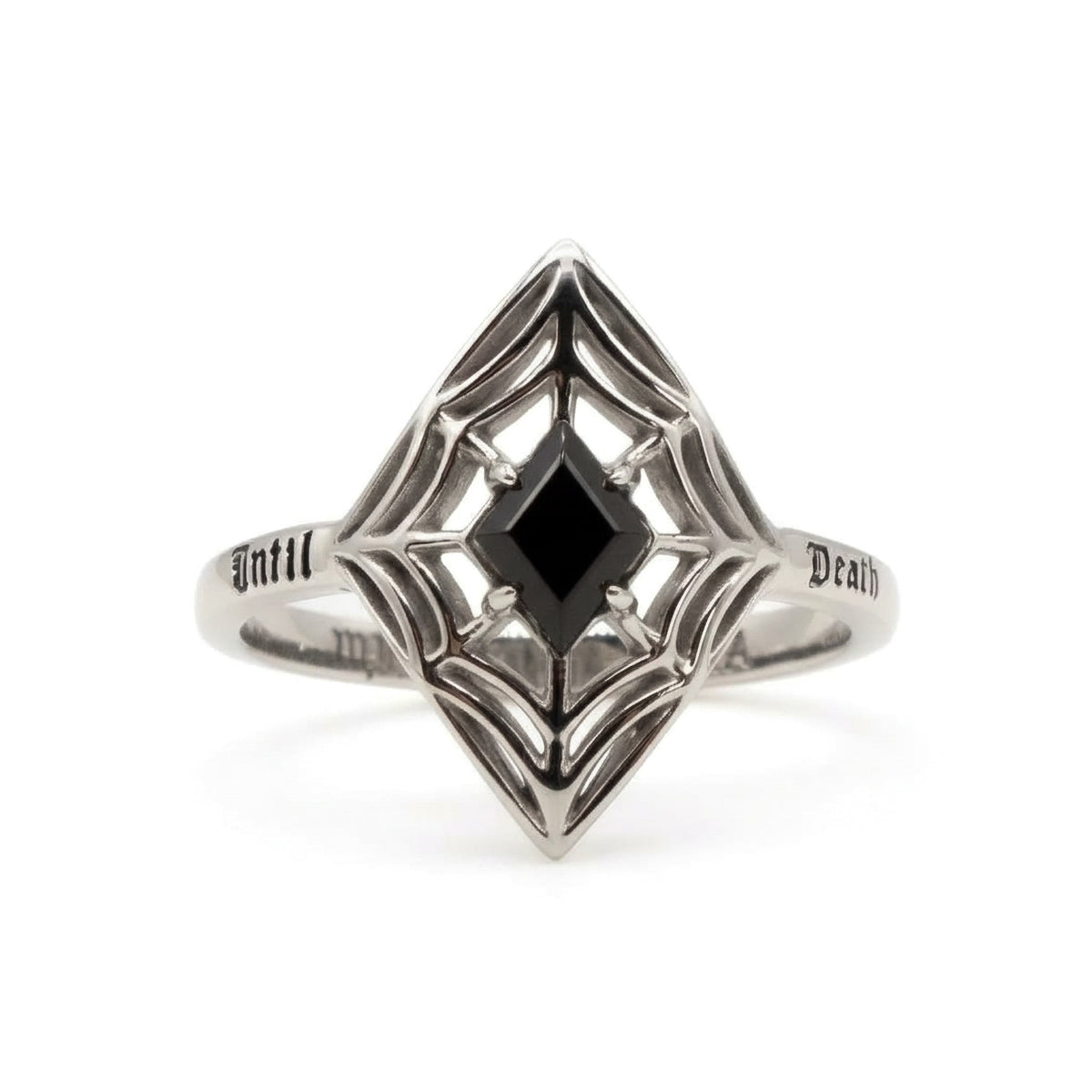 Until Death Spiderweb Gemstone ring