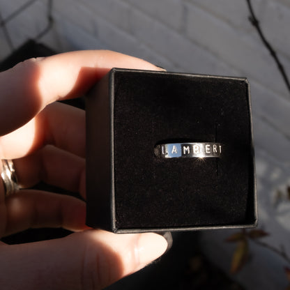 Hand Stamped Personalised Sterling Silver Name Ring