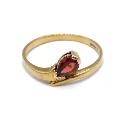 9ct Gold Garnet Wrap Band Ring - Size UK P / US 7.5