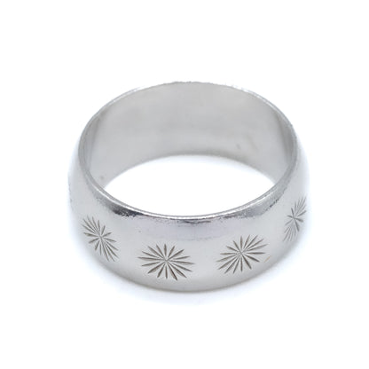 Sterling Silver Star D Shape Band Ring - Size UK M / US 6.5