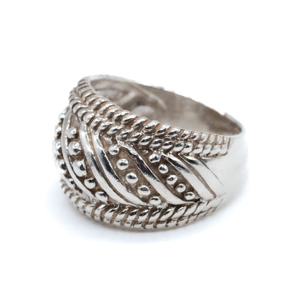 Sterling Silver Chunky Beaded Ring - Size UK O / US 7