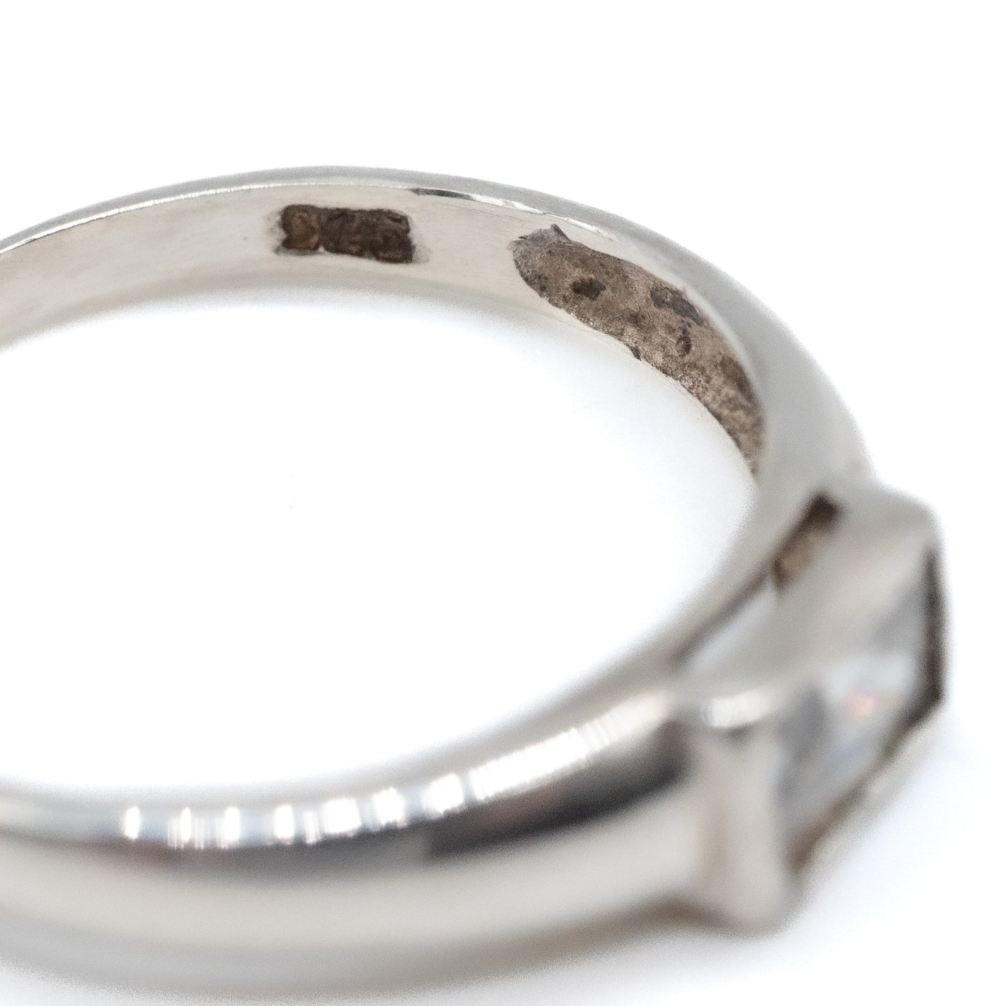 Sterling Silver Rectangle CZ Ring - Size UK S / US 9