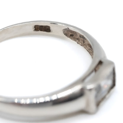 Sterling Silver Rectangle CZ Ring - Size UK S / US 9