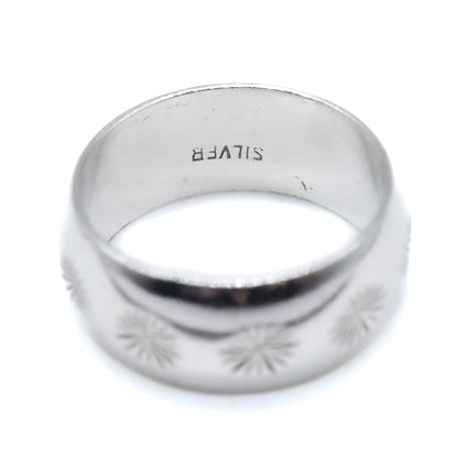 Sterling Silver Star D Shape Band Ring - Size UK M / US 6.5