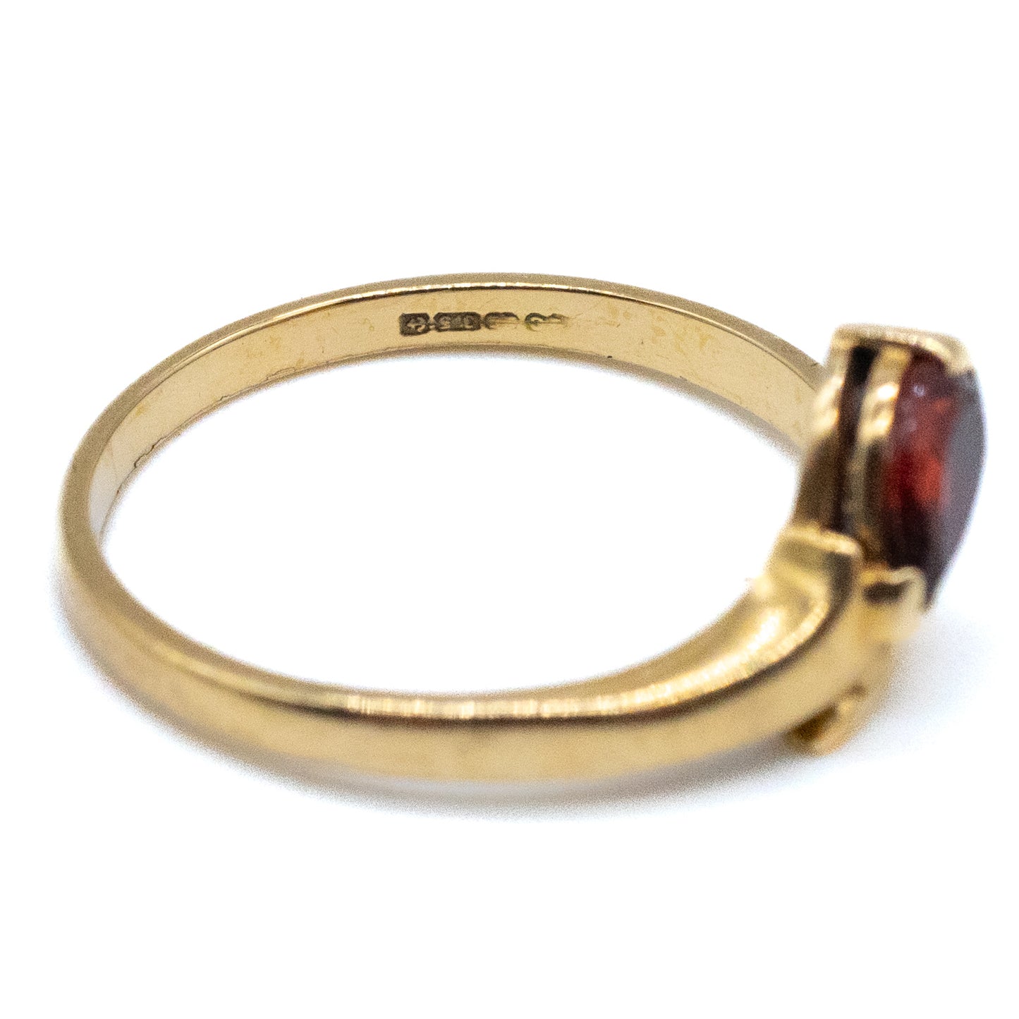 9ct Gold Garnet Wrap Band Ring - Size UK P / US 7.5