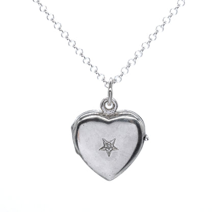 Sterling silver Diamond Heart Locket Necklace